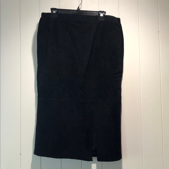 Dakota Robert Elliot Dresses & Skirts - Dakota leather black suede midi skirt front side slit flat front back zipper 1X